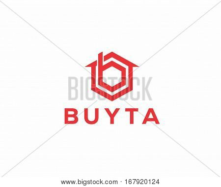 Letter b logo with home icon .