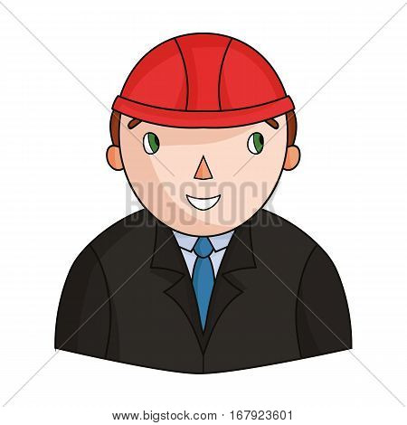 Architect icon in cartoon design isolated on white background. Architect symbol stock vector illustration.