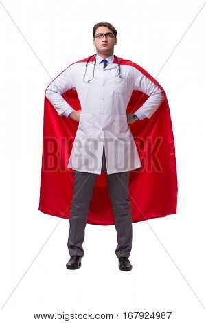 Super hero doctor isolated on white
