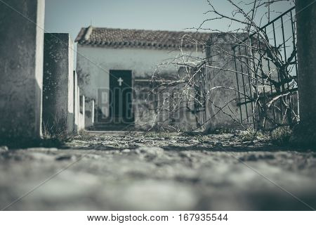 the entrance into the old monastery cell