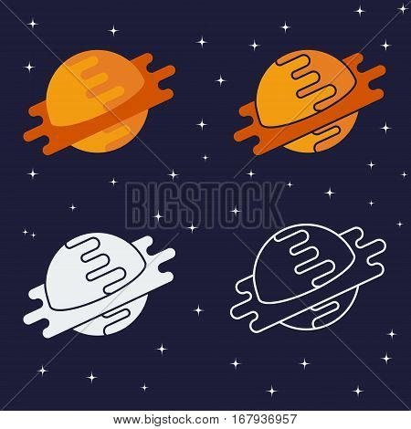 Planet abstract illustration. Saturn logo in flat and line style. Space vector icons.