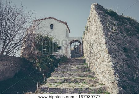 the entrance into the old monastery cell
