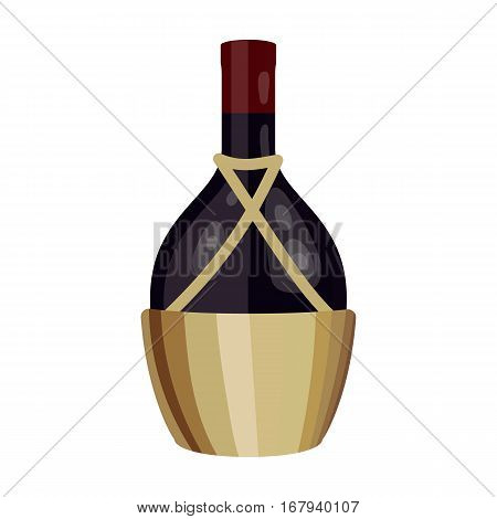 Bottle of wine icon in cartoon design isolated on white background. Wine production symbol stock vector illustration.