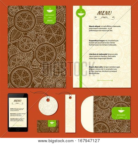 Corporate identity. Menu and Business cards for cafe and restaurant. Coffee and tea concept design. - stock vector