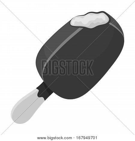 Chocolate eskimo pie icon in monochrome design isolated on white background. Chocolate desserts symbol stock vector illustration.