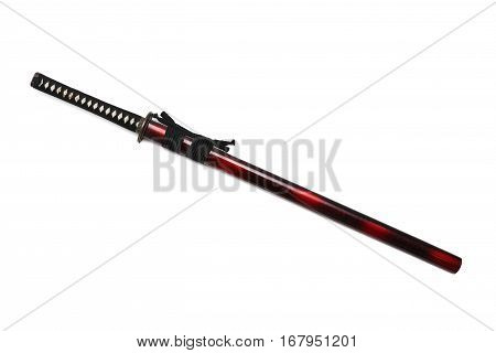 Japanese sword and scabbard with white background