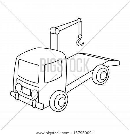 Tow truck icon in outline design isolated on white background. Parking zone symbol stock vector illustration.