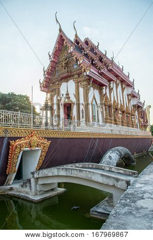 Church On Swan Boat At Wat Cha Lor Temple, Nonthaburi