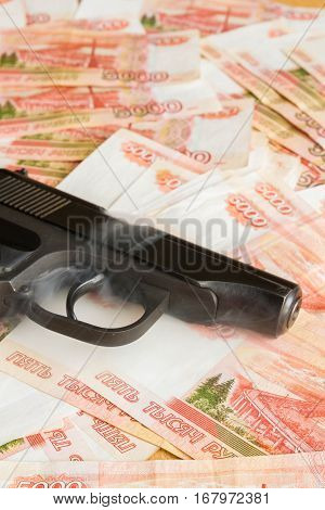 Black Gun Lies On The Russian Big Money