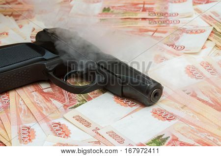 Black Gun Lies On The Russian Big Money