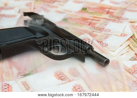 Black Gun Lies On The Russian Big Money