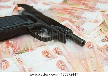 Black Gun Lies On The Russian Big Money