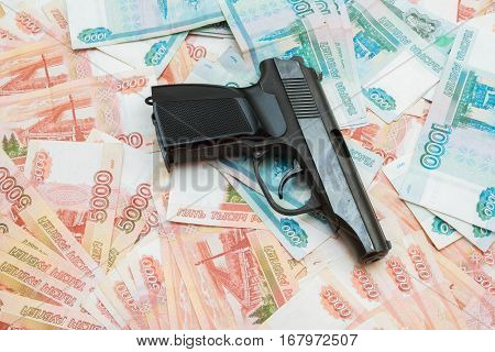 Black Gun Lies On The Russian Big Money