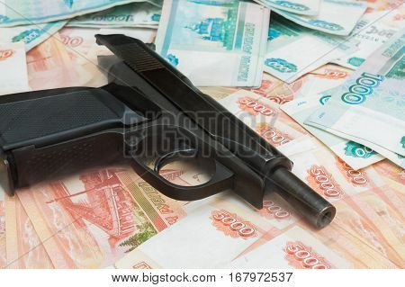 Black Gun Lies On The Russian Big Money