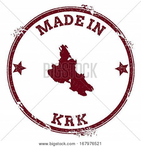 Krk Seal. Vintage Island Map Sticker. Grunge Rubber Stamp With Made In Text And Map Outline, Vector