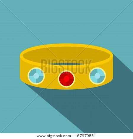 Vintage gold bangle icon. Flat illustration of vintage gold bangle vector icon for web on baby blue background