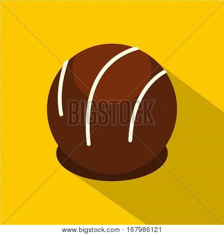 Chocolate candy icon. Flat illustration of chocolate candy vector icon for web on yellow background