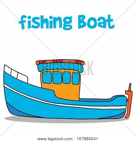 Fishing boat cartoon vector art illustration collection