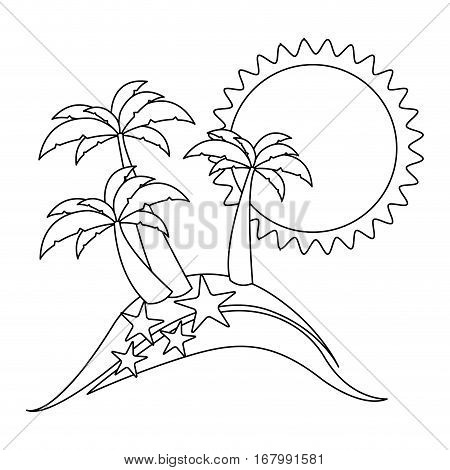 monochrome contour with beach with starfish vector illustration