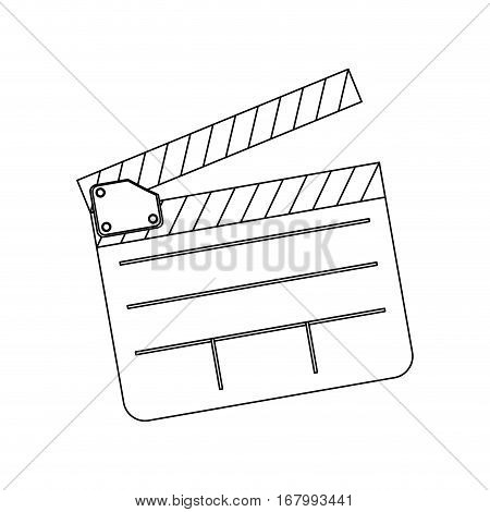 monochrome contour with clapperboard film vector illustration