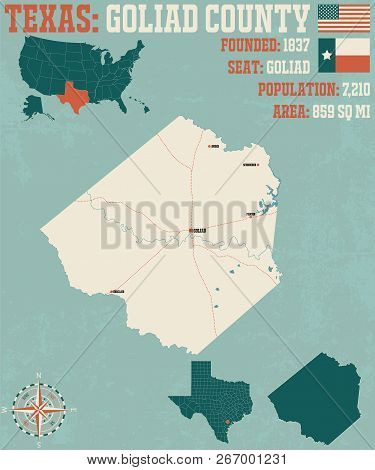 Detailed Map Of Goliad County In Texas, Usa