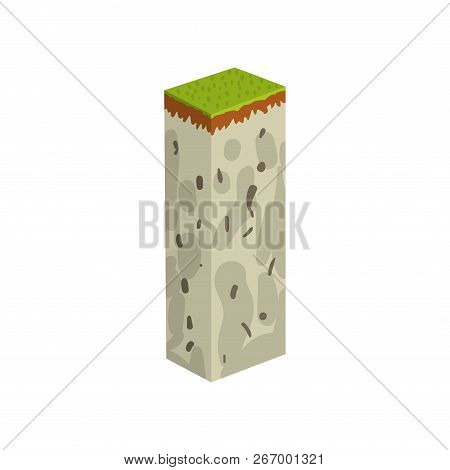 Geological Section, Stratigraphic Column With Cut Of Soil, Grass, Rock Layer Vector Illustration On 