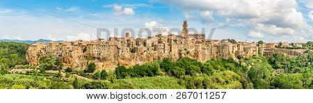 Panoramic View At The Pitigliano Old Town - Tuscany, Italy