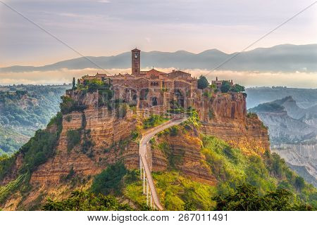 Morning View At The Old Stone Town Civita Di Bagnoregio - Italy