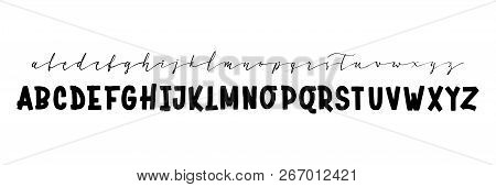 Two Font Script And Bold. Vector Hand Drawn Typeface. Brush Painted Letters. Handmade Alphabet For Y