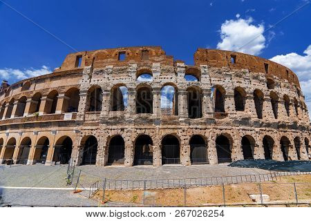 Rome Colloseum Architecture In Rome Italy City Center. Rome Ethernal City Architectural Details.
