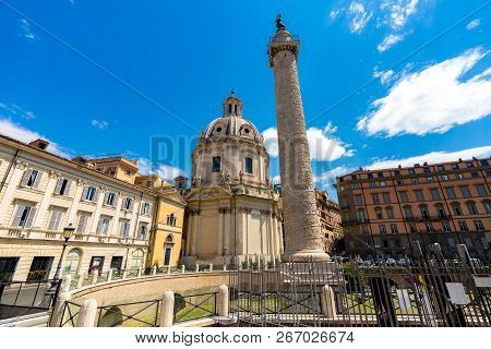 Rome Trajan's Column Architecture In Rome City Center