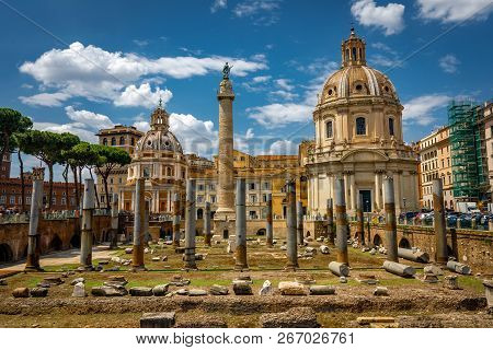 Rome Trajan's Column Architecture In Rome City Center