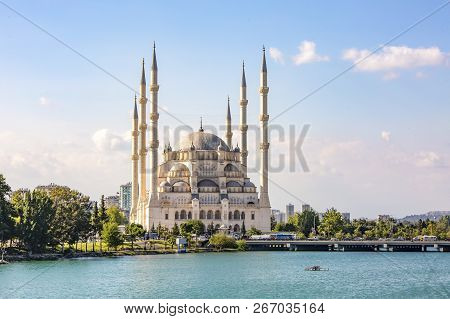 Travel Concept Photo. Turkey Adana Sabanci Central Mosque.