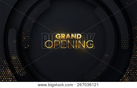 Grand Opening. Business Startup Ceremony. Vector Illustration. Marketing Event Label. Abstract Backg