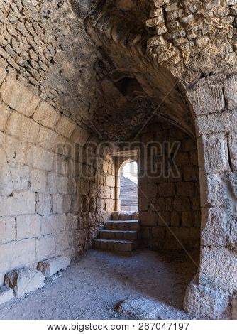 Hall in the lower tier in Nimrod Fortress located in Upper Galilee in northern Israel on the border 