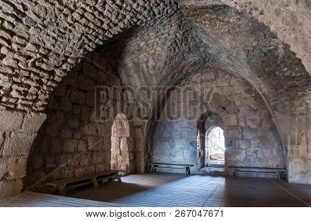 Hall in the lower tier in Nimrod Fortress located in Upper Galilee in northern Israel on the border 
