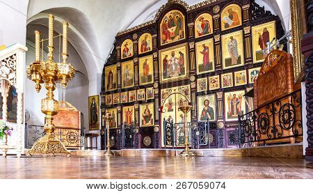 Torzhok, Russia - July 8, 2018:orthodox Iconostasis Inside The Church Of The Presentation Of The Ble