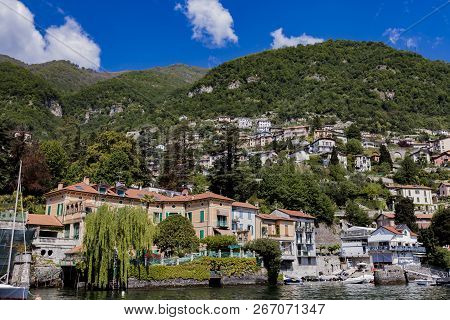 Lakeside View At Town Moltrasio On Lake Como In Italy