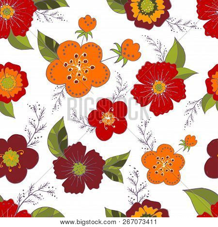Seamless pattern with floral romantic elements. Endless texture for season spring design