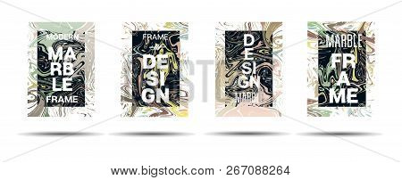 Dynamic Marble Texture Vector Frame Design. Suminagashi Liquid Paint Ad, Music, Party Poster, Congra