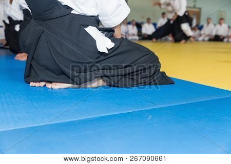 People In Kimono And Hakama On Martial Arts Training