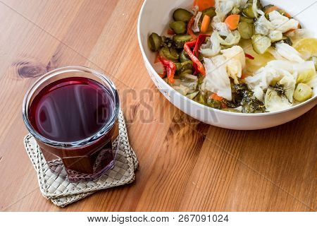 Turkish Turnip Juice With Pickles / Salgam Suyu.
