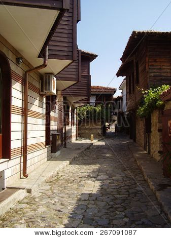 Narrow Street In The Old Town Of Nessebar, Bulgaria