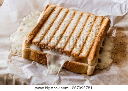 Turkish Sandwich Toast (tost) With Cheddar Or Melted Cheese.