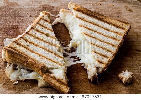 Turkish Sandwich Toast (tost) With Cheddar Or Melted Cheese.