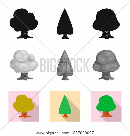Vector Design Of Tree And Nature Icon. Set Of Tree And Crown Vector Icon For Stock.