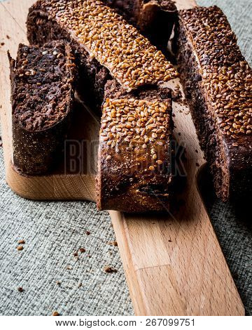 Ay Coregi / Turkish Pastry With Chocolate, Sesame And Dried Raisin. Traditional Dessert Concept.