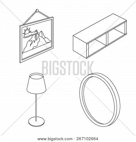 Isolated Object Of Bedroom And Room Icon. Set Of Bedroom And Furniture Vector Icon For Stock.