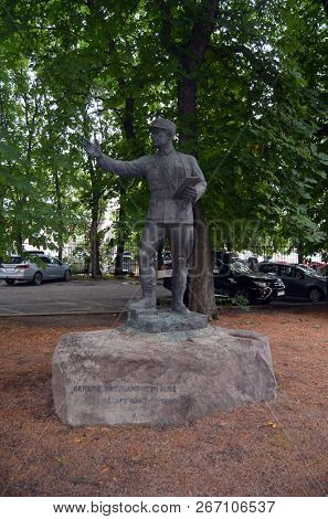 Monument General Otto Rugein Akershus Fortress.He was Commander-in-chief of the Royal Norwegian Armed Forces after Nazi Germany's assault on Norway in April 1940.  June 17,2018. Oslo,Norway