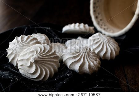 Turkish Beze Or Meringue On Black Handkerchief